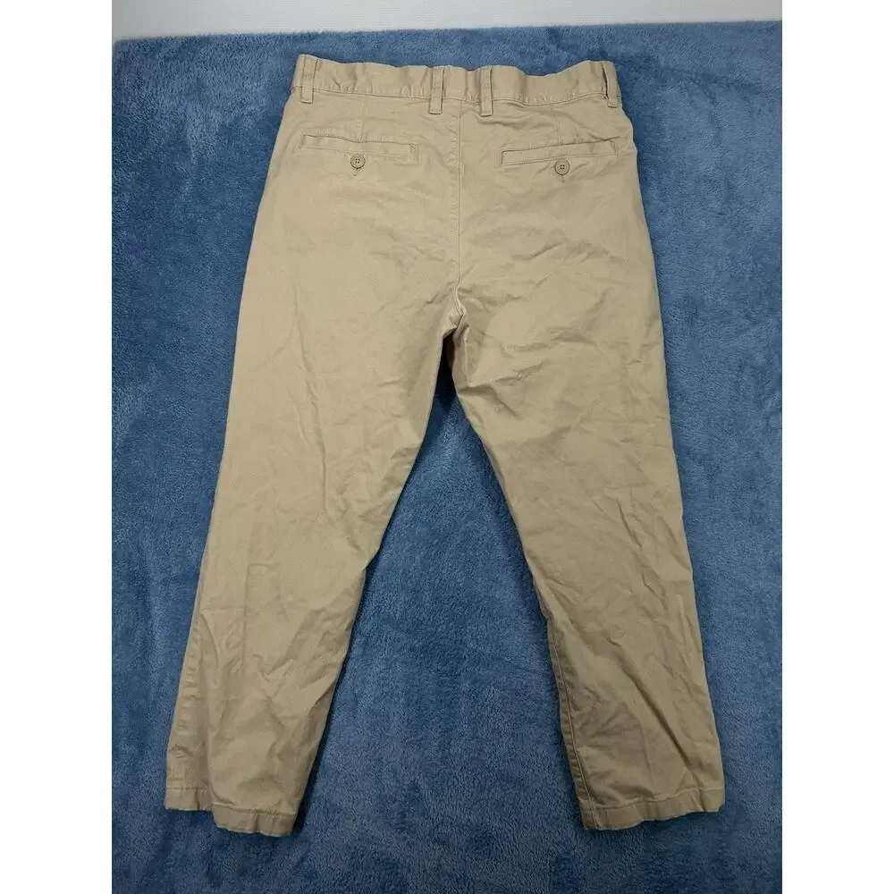 H&M L.O.G.G Mens 32x26 Skinny Fit Stretch Cuffed Chino Pants Brown